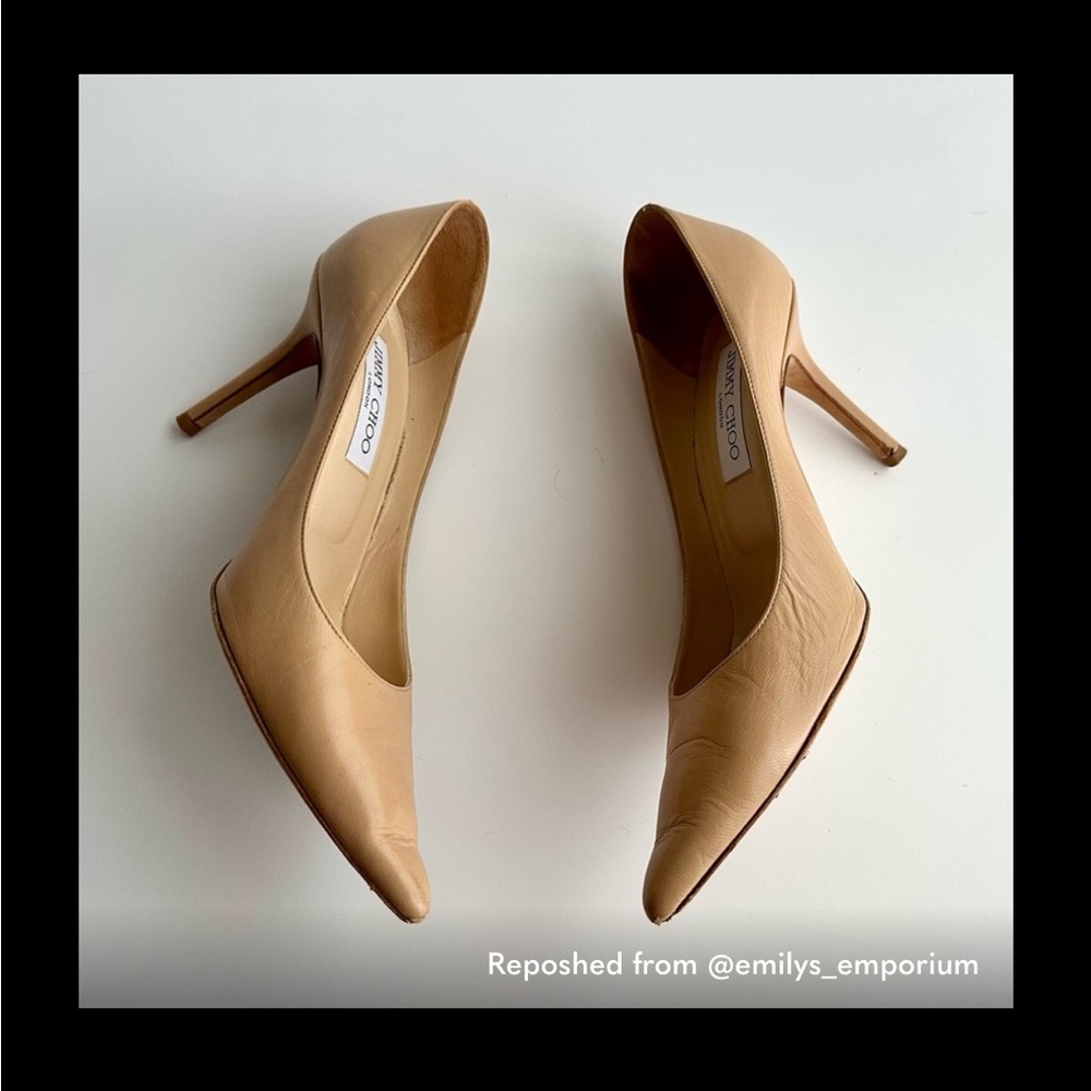 Jimmy Choo Nude/Tan Leather Pointed-Toe Pumps